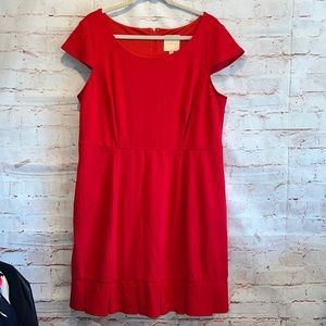 ModCloth Red sheath dress knee length pleated My Byline of work Ruffle retro